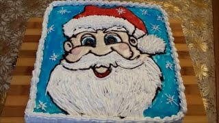 Новогодний торт ДЕД МОРОЗ Торт -раскраска Cake decoration Украшение торта