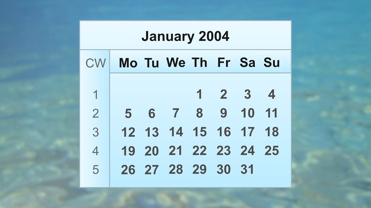 January 2004 Calendar