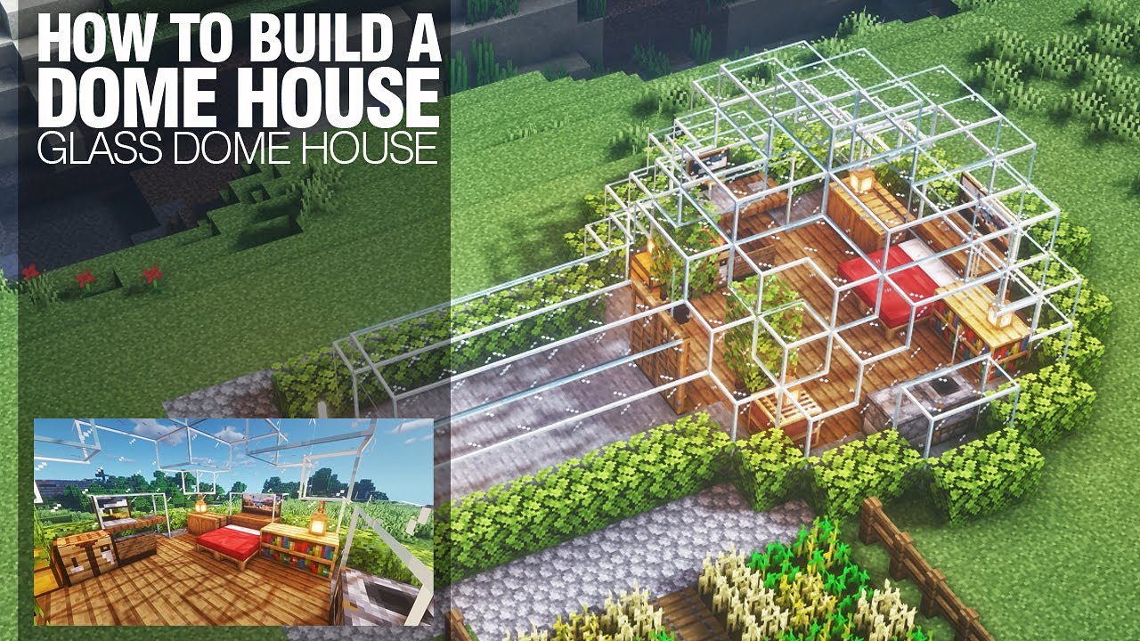 Minecraft Build Glass Dome House Glass House Youtube