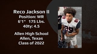 Reco Jackson Football Highlight Film Recruiting Tape