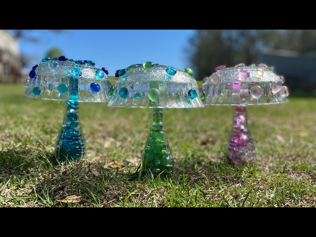 DIY Garden Mushrooms Using Thrift Store Glassware < Craftidly