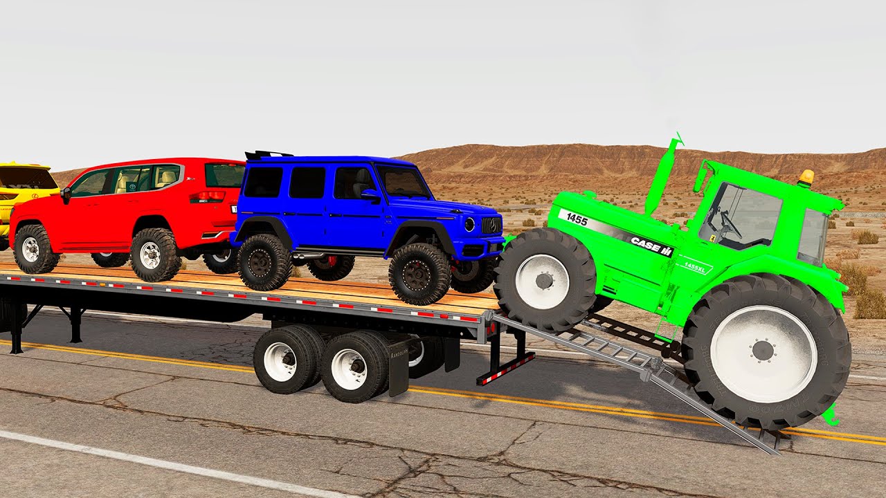 Flatbed Truck Mcqueen | Transportation with Truck - Pothole vs Car 