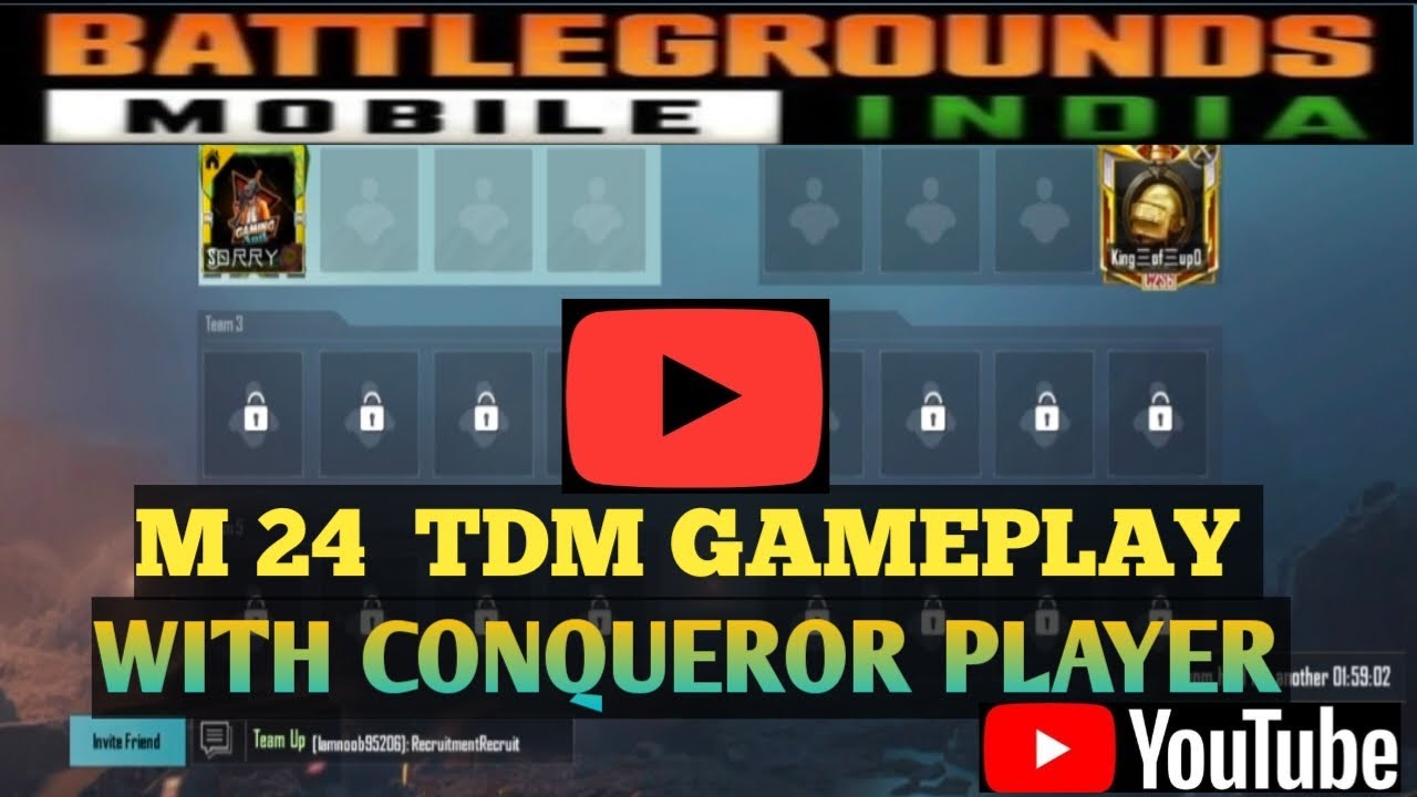 M24 TDM 1 v 1 GAMEPLAY WITH CONQUEROR PLAYER😲 - YouTube