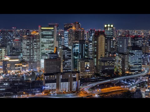 [4K] 梅田スカイビル 空中庭園展望台からの大阪夜景 Night View from Umeda Sky Building Kuchu Teien Observatory Osaka Japan