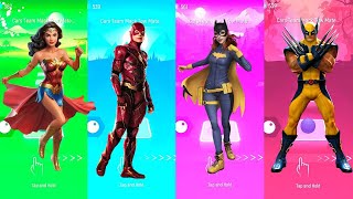 Superhero Showdown: Wonder Woman vs Flash vs Batgirl vs Wolverine in Tiles Hop EDM Rush!
