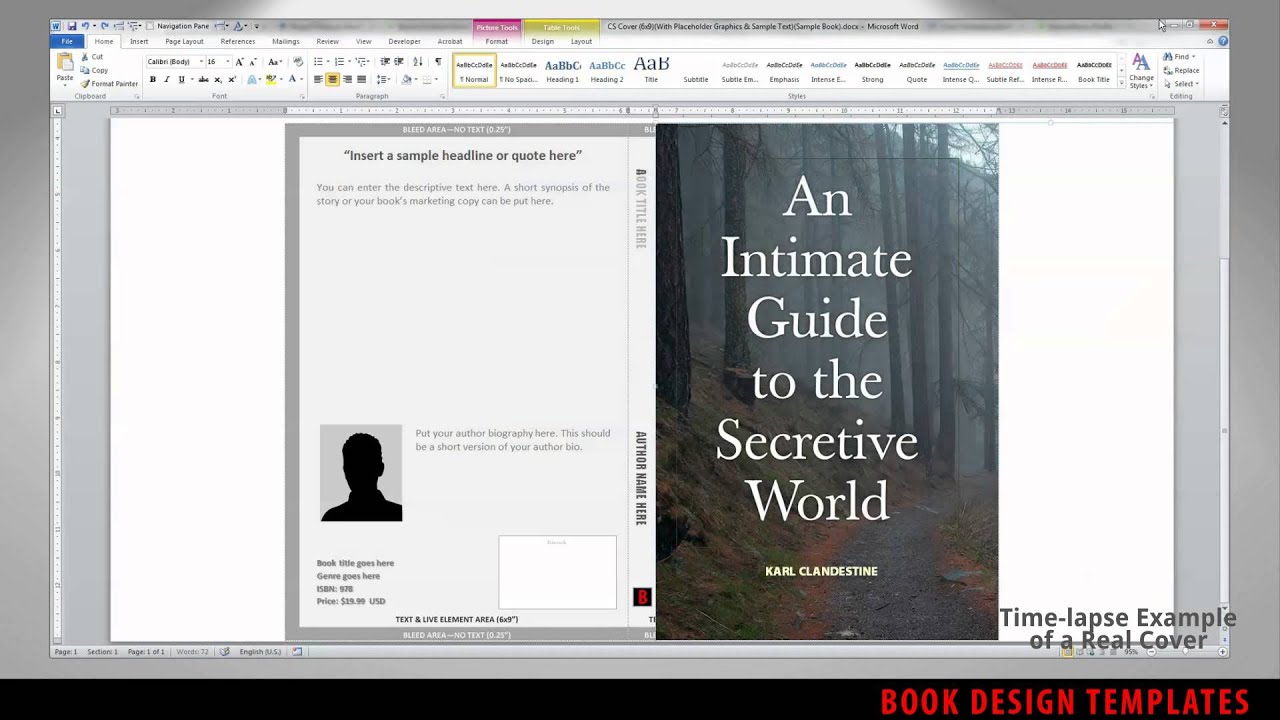 Print Book Cover Template For Word Preview Youtube