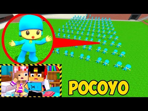 My Drone Filmed Pocoyo in Minecraft! Noob Girl vs Pro Troll - Crazy Minecraft Video