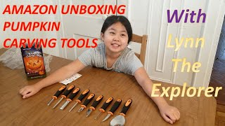 Lynn Unboxing and Reviewing 9 Piece Pumpkin Carving Set Kit tools From Amazon best deal I could find