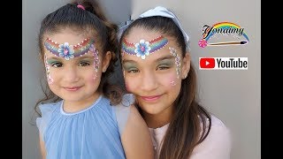 ARCOIRIS  CON FLORES.-   FLORAL RAINBOW  FACE PAINTING.