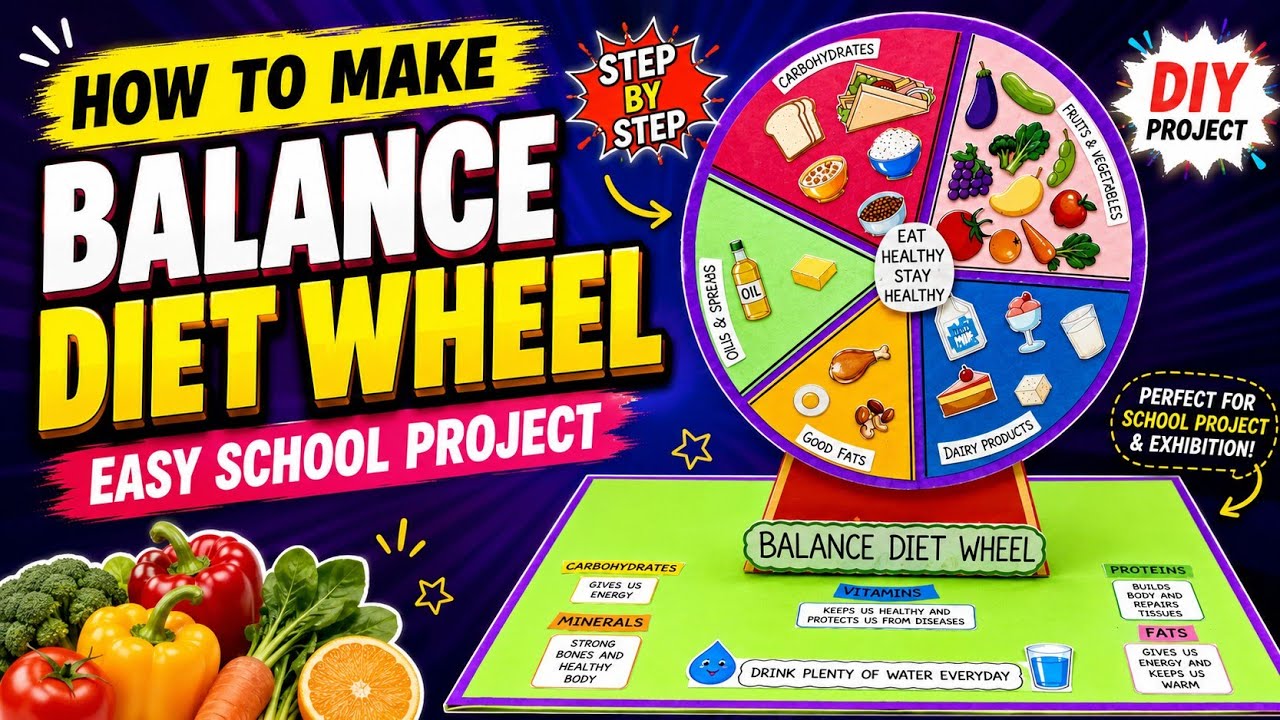 Balance Diet wheel working Model/ Easy DIY school project for ...
