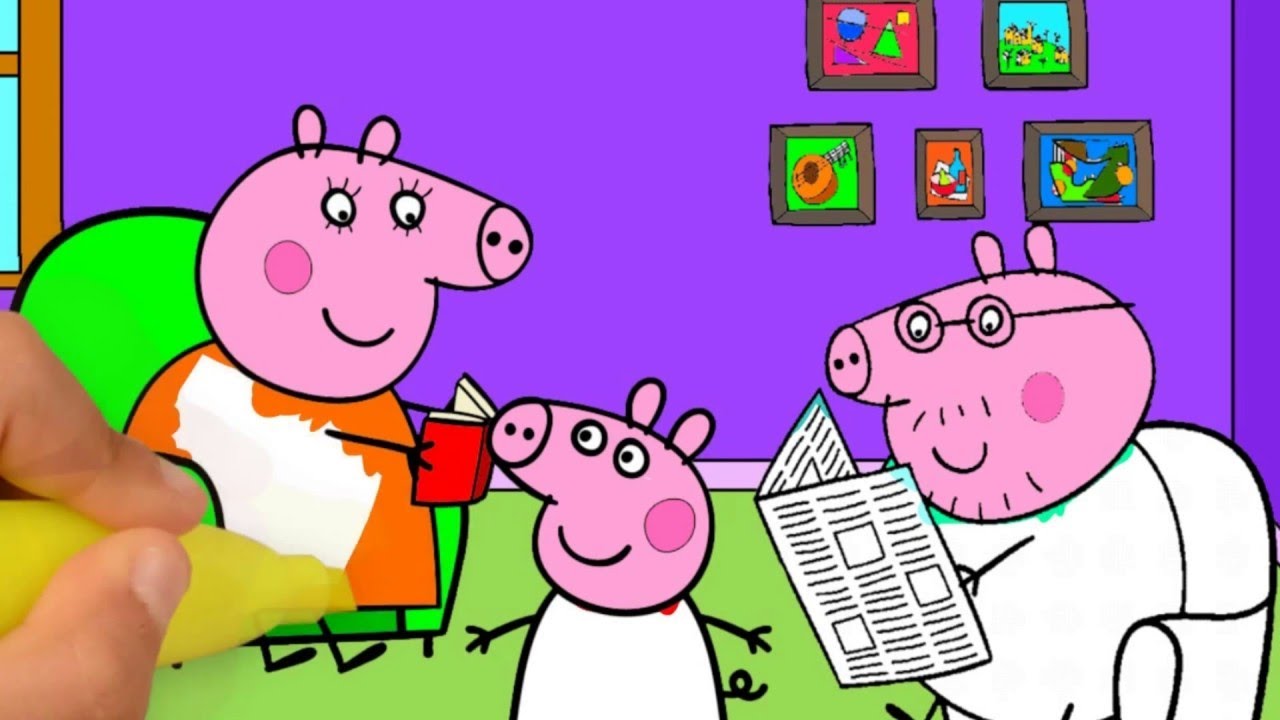 How to Draw Peppa Pig House, Mummy Pig, her family & friends