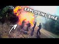 Bikers are too CLOSE to a BURNING bike | Epic and Crazy Motorcycle Moments