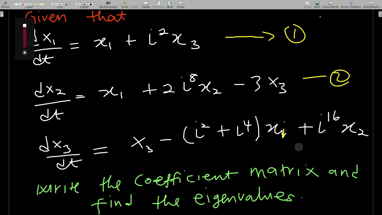 How To Find The Eigenvalues Of A System Of Differential Equations With