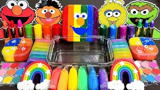 Sesame Street Rainbow Mixing Makeup,Parts,Glitter Into Slime! Satisfying Slime#ASMR#satisfying#slime