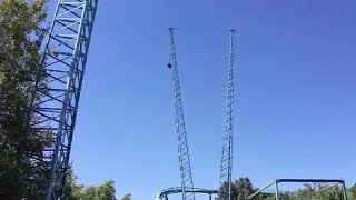 Riding the Dive Devil attraction @ Six Flags Magic Mountain