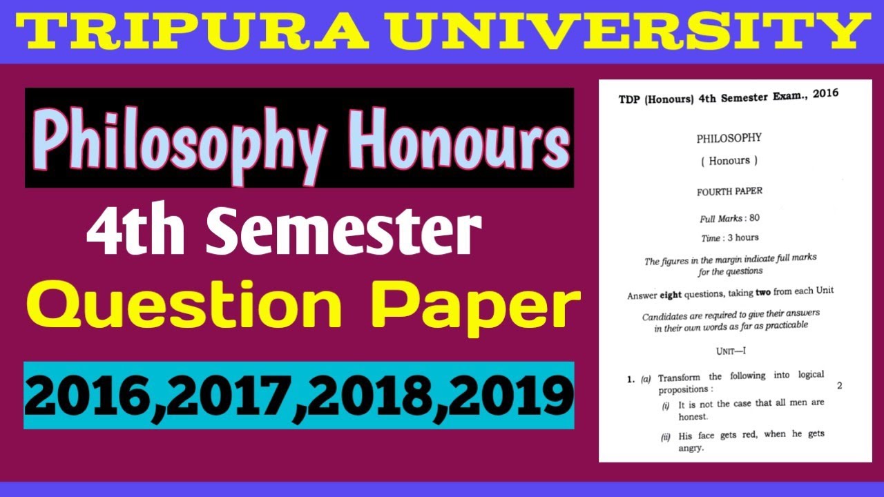 Tripura University 4th Semester TDPH Philosophy Honours Previous Year Question Paper 