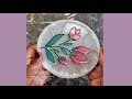 LiaDia Designs |  Handpainted Tulip Coasters - Stained Glass Style Epoxy Resin Demolding Video