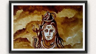 SHIVRATRI DRAWING | LORD SHIVA COFFEE PAINTING FOR BEGINNERS | HOW TO PAINT MAHADEV IN COFFEE EASY