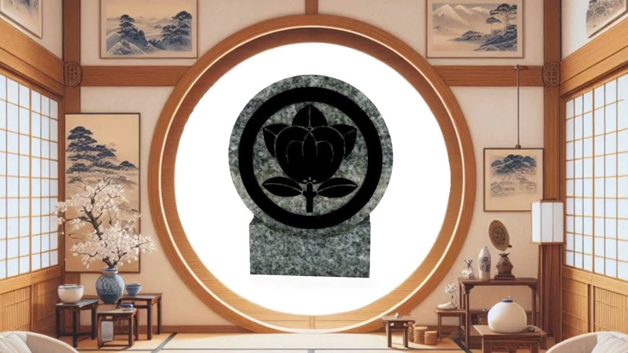 新品 庵治石の家紋インテリア - 「丸に橘」が彩る日本の美 -