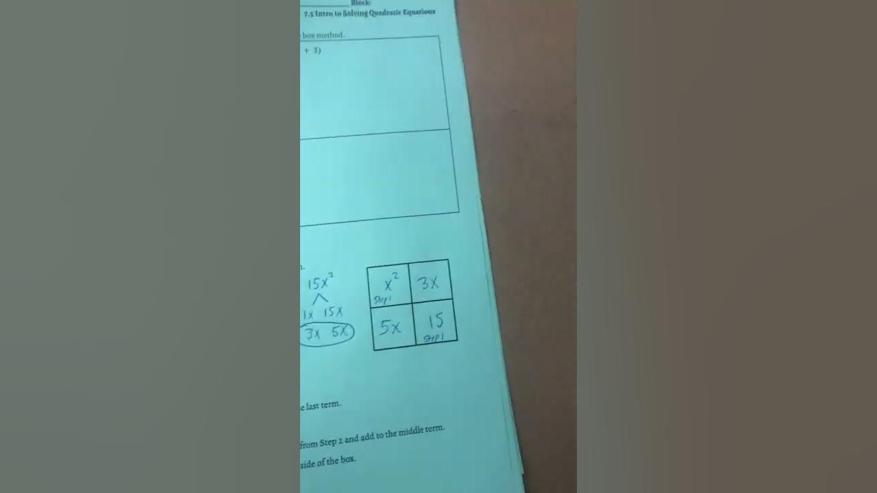 Reverse Box Method Factoring Example 1 YouTube
