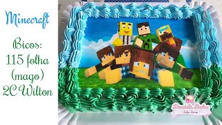 Bolos, São Miguel, Lila on Instagram: “Bolo Minecraft bem clássico, para  a festa do príncipe Vinícius. 💙 . . ─────────…