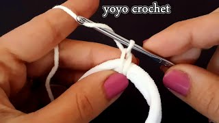 توكة شعر كروشية  بفكرة جديدة ورائعة للمبتدئين / ببقايا الخيوط - crochet hair scrunchies#يويو كروشية