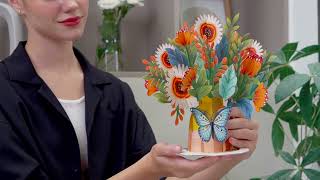 Paper Love Artisan Flower Bouquet 3D Pop Up Card: A Masterpiece of Floral Elegance!