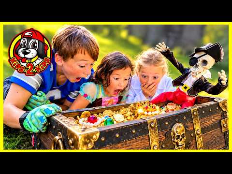 Kids Pretend 🎃 We Found Pirate Monkey's SECRET Treasure in Our Backyard!