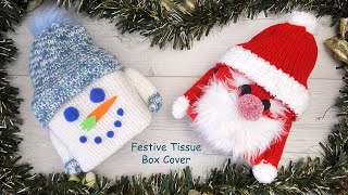 Festive Snowman & Santa Claus Tissue box cover tutorial for Circular knitting machines #knitting