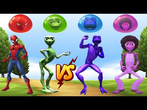 dance challenge dame tu cosita vs spiderman vs patila vs me kemaste 👽 Alien Green dance challenge 👽