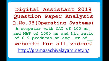 DIGITAL ASSISTANT || QUESTION PAPER ANALYSIS || Q.NO. 98