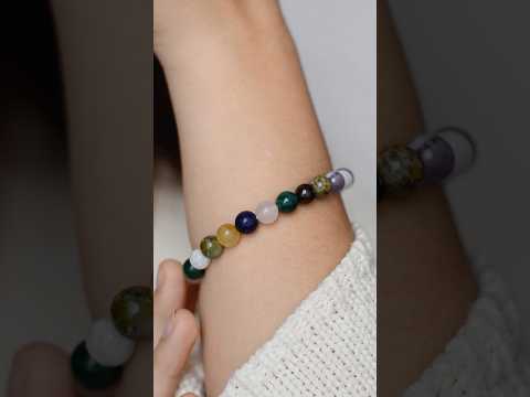 Браслет на гумці натуральний камінь Асорті d-8мм+- L-18см, видео 1