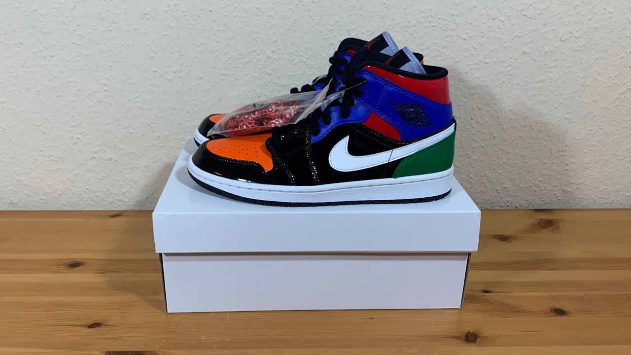 Nike Air Jordan 1 Mid Multi Patent (W) CV5276-001 (2020) - YouTube