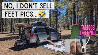 I Finally Explain My Feet Tattoos 😁🤣 | Living in a Minivan Camper in the Forest