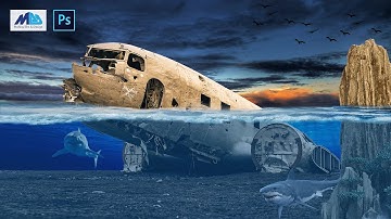 Crash Airplane in Underwater Photoshop Manipulation Tutorial
