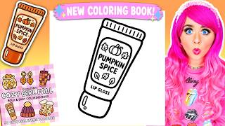 Coloring My NEW! Cozy Girl Fall Coloring Book 🍁💄 Pumpkin Spice Lip Gloss Page 🎃 Ohuhu Art Markers