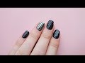 1 min nail art  golden stripes  starry sky