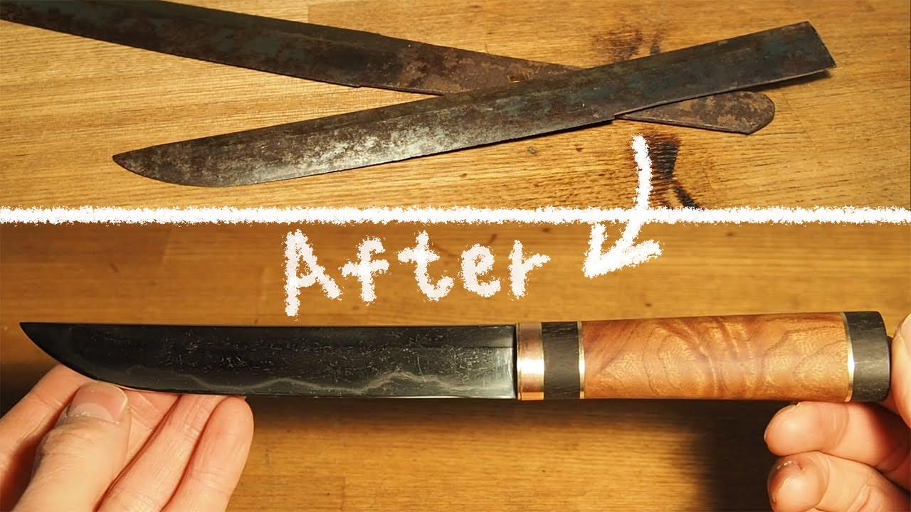 錆びた日本刀でナイフを作ってみた。/ Making a puukko knife from a Old Katana.