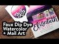 Card  matching envelope  faux dipdye watercolor