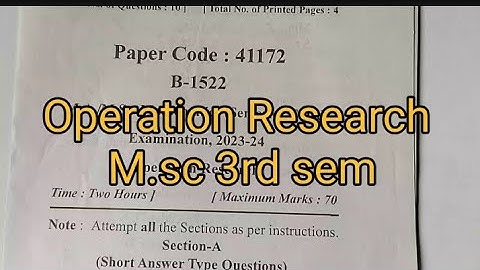 Operation Research  |M.A./m.sc.mathematics 3rd Semester 2023