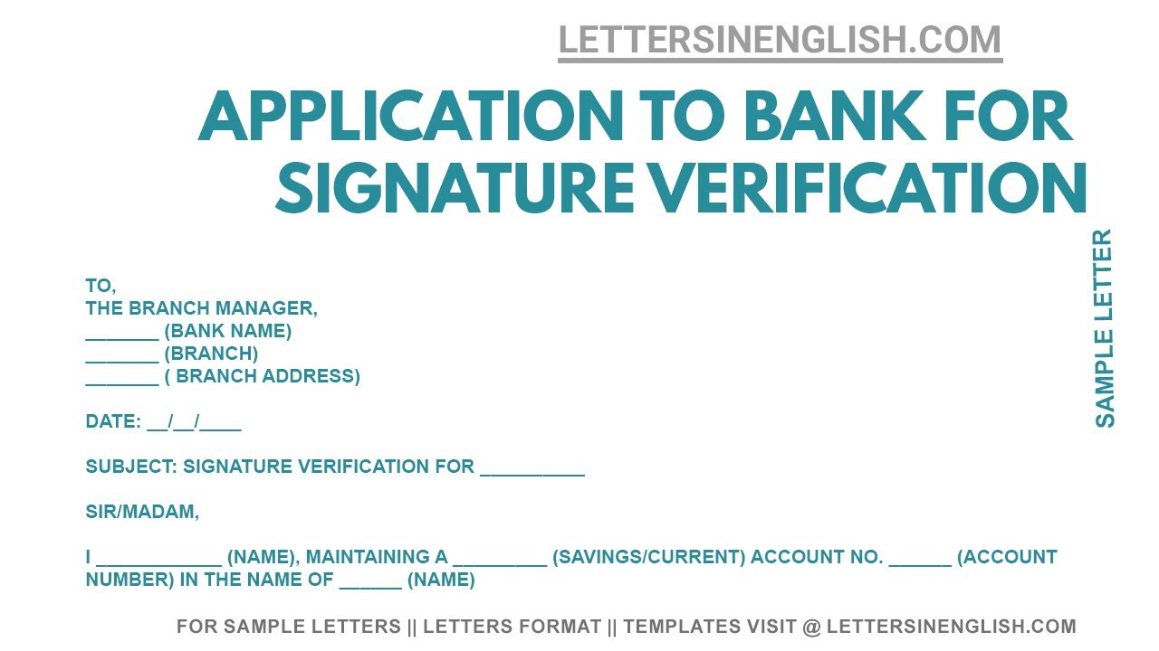 application letter to change signature in bank