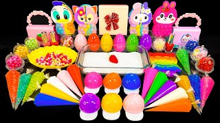 Rainbow Eggs Mixing Slime With Hats | Mixing Random Many Things | Satisfying Slime Videos