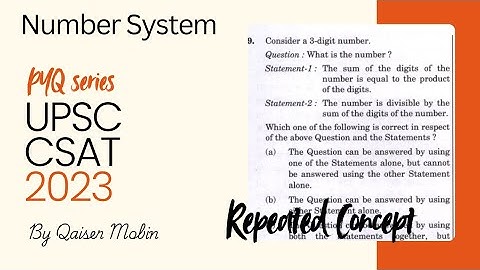 Consider a 3-digit number | Number System | UPSC CSAT PYQ SERIES 2023 | CSAT Full Course