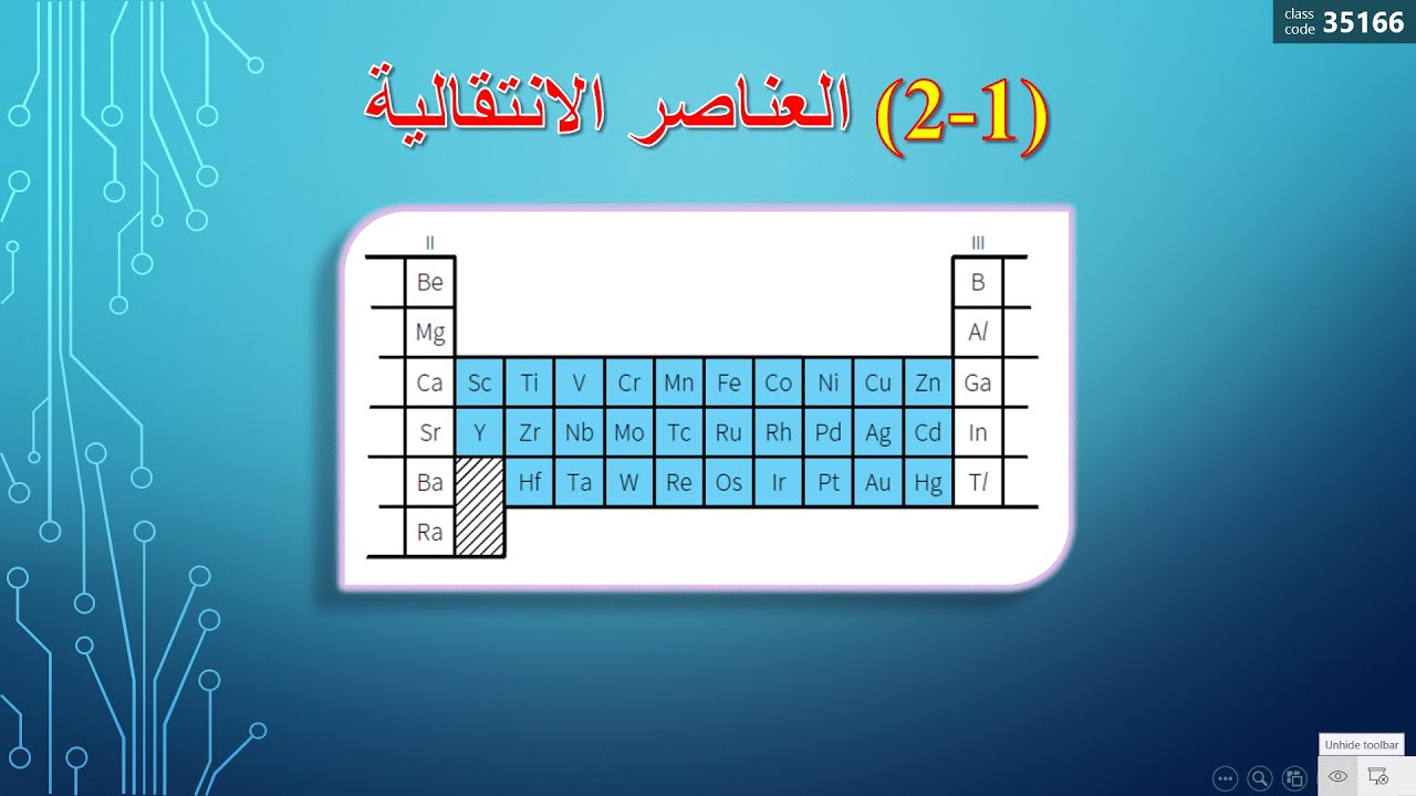 كيمياء صف عاشر// العناصر الإنتقالية (منهج كامبريدج)