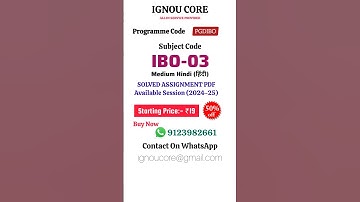 IBO 03 Solved Assignment PDF 2024-25 in Hindi, PGDIBO program IBO-03 Solved assignments