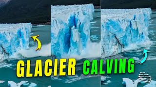 Glacier Calving Spotted by a Group of People
