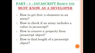 Javascript Must know basics - Part 1