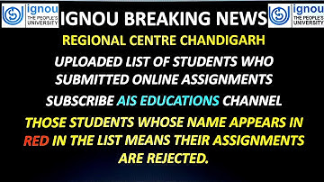 IGNOU ASSIGNMENT SUBMISSION STATUS CHANDIGARH REGIONAL CENTRE