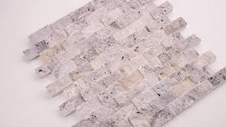 Silver Travertine 1X2 Split Face Mosaic - MM1317