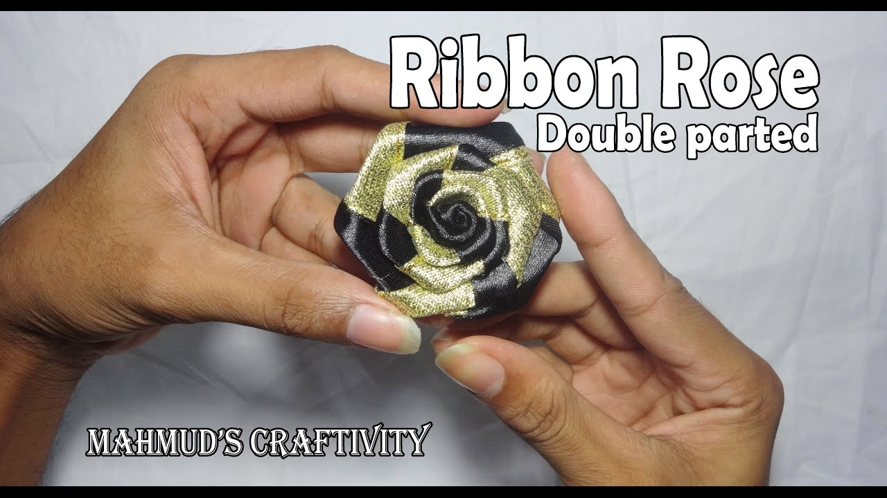 DIY || Ribbon Rose(Double parted) - YouTube